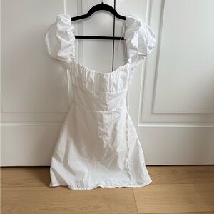 NWT Zara White Puff Sleeve Mini Dress